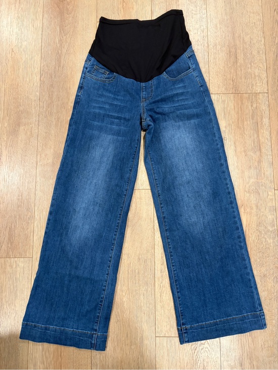 Denim - Maternity Wide Leg Jeans Over Belly Stretch Panel Dark Wash Size Small